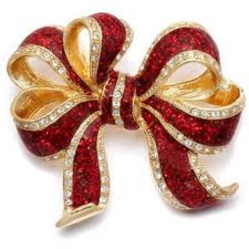 Charter Club Brooch, Gold Tone Red Bow Pin